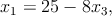 x =  25 - 8x ,
 1          3
      